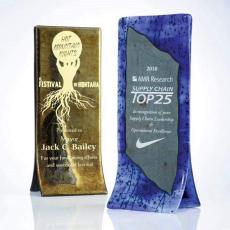 Employee Gifts - Cobalt Double Rectangle Glass Award