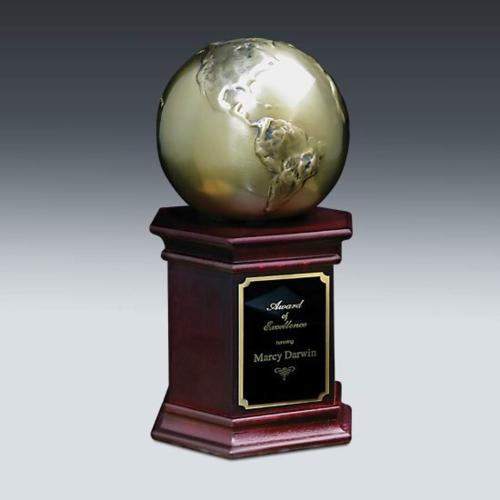 Corporate Awards - Cast Globe Spheres Wood Award