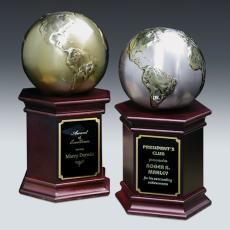 Employee Gifts - Cast Globe Spheres Wood Award