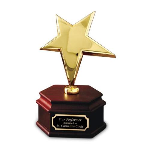 Corporate Awards - Gold Rising Star on Mahogany Wood Award