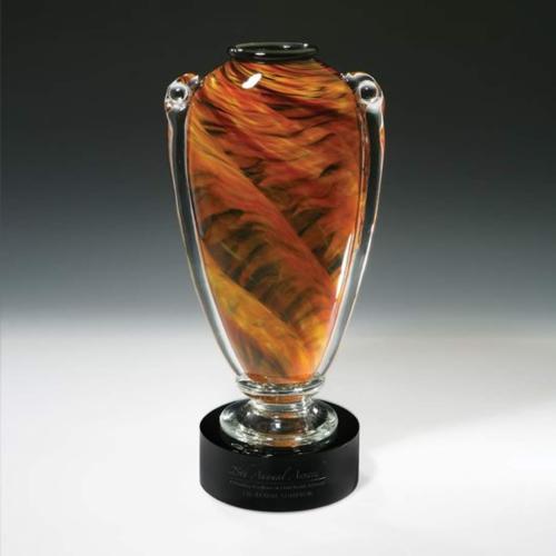Corporate Awards - Glass Awards - Art Glass Awards - Amber Amphora Cups & Bowl Glass Award