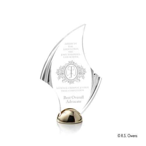 Corporate Awards - Flourish Hemisphere Laser Engraved Flame Acrylic Award