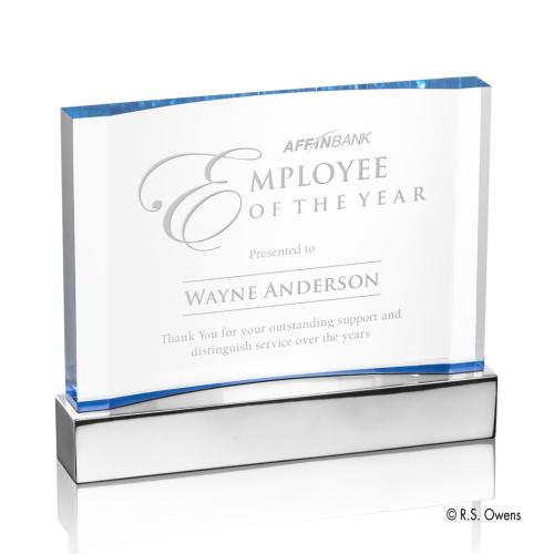 Corporate Awards - Budget Awards & Trophies - Cornerstone Blue Rectangle Acrylic Award