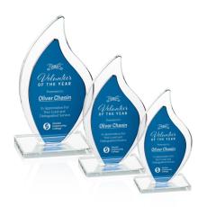 Employee Gifts - Flamingo Blue Flame Crystal Award