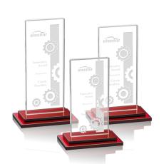 Employee Gifts - Santorini Red Rectangle Crystal Award