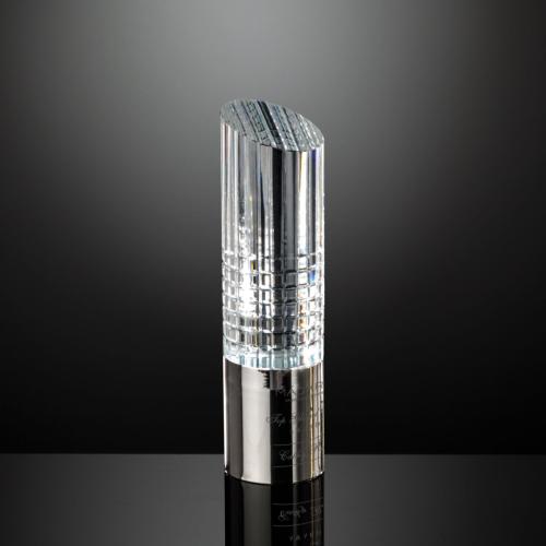 Corporate Awards - Crystal Awards - Crystal Pillar Awards - Monte Carlo Silver Obelisk Crystal Award