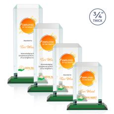 Employee Gifts - Dalton Full Color Green Rectangle Crystal Award