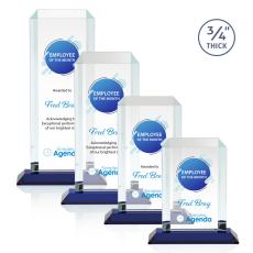 Employee Gifts - Dalton Full Color Blue Rectangle Crystal Award