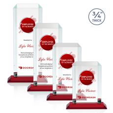 Employee Gifts - Dalton Full Color Red Rectangle Crystal Award