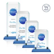 Employee Gifts - Dalton Full Color Sky Blue Rectangle Crystal Award