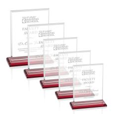 Employee Gifts - Vitalia Red  Rectangle Crystal Award