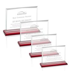 Employee Gifts - Lismore Red  Rectangle Crystal Award