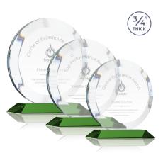 Employee Gifts - Gibralter Green  Circle Crystal Award