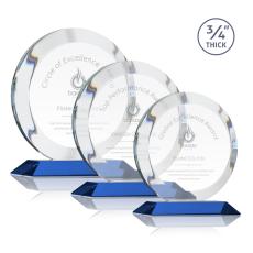 Employee Gifts - Gibralter Blue  Circle Crystal Award