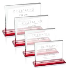 Employee Gifts - Mirela Red  Rectangle Crystal Award