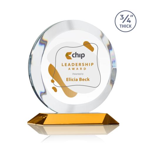 Corporate Awards - Gibralter Full Color Amber Circle Crystal Award