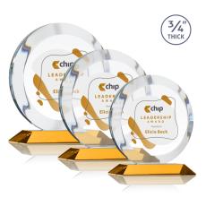 Employee Gifts - Gibralter Full Color Amber Circle Crystal Award