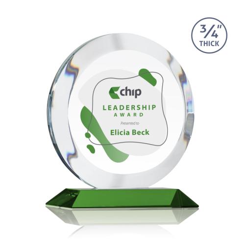 Corporate Awards - Gibralter Full Color Green Crystal Award
