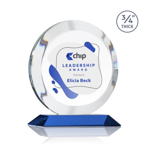 Corporate Awards - Gibralter Full Color Blue Circle Crystal Award