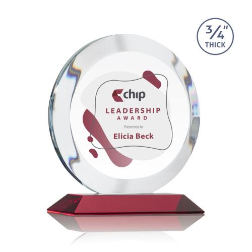 Corporate Awards - Gibralter Full Color Red Circle Crystal Award