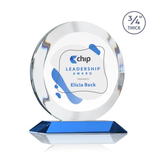 Corporate Awards - Gibralter Full Color Sky Blue Circle Crystal Award