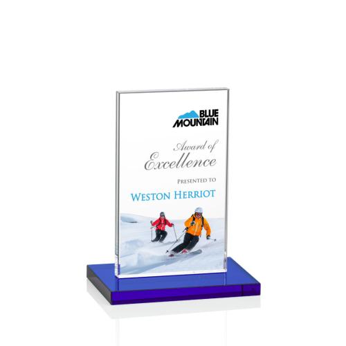 Corporate Awards - Heathrow Full Color Blue Crystal Award