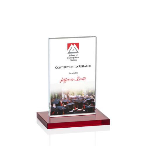Corporate Awards - Heathrow Full Color Red Crystal Award