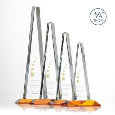 Employee Gifts - Majestic Tower Amber Pyramid Crystal Award