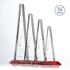 Employee Gifts - Majestic Tower Red  Pyramid Crystal Award