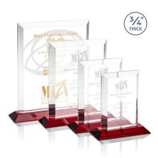 Employee Gifts - Harrington Red  Rectangle Crystal Award