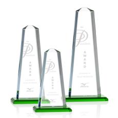 Employee Gifts - Pinnacle Green Obelisk Crystal Award