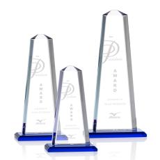 Employee Gifts - Pinnacle Blue Obelisk Crystal Award