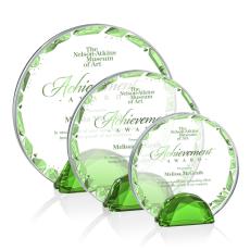 Employee Gifts - Galveston Full Color Green  Circle Crystal Award