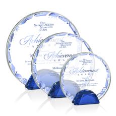 Employee Gifts - Galveston Full Color Blue Circle Crystal Award