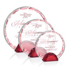 Employee Gifts - Galveston Full Color Red  Circle Crystal Award