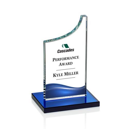 Corporate Awards - Eden Full Color Blue  Peak Crystal Award
