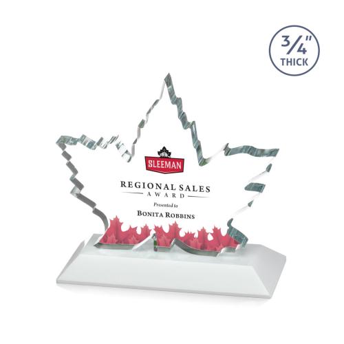 Corporate Awards - Maple Leaf Full Color White Abstract / Misc Crystal Award