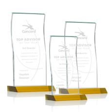 Employee Gifts - Edmonton Amber Rectangle Crystal Award