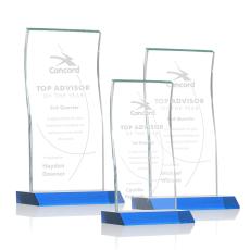 Employee Gifts - Edmonton Sky Blue Rectangle Crystal Award