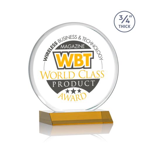 Corporate Awards - Blackpool Full Color Amber Circle Crystal Award