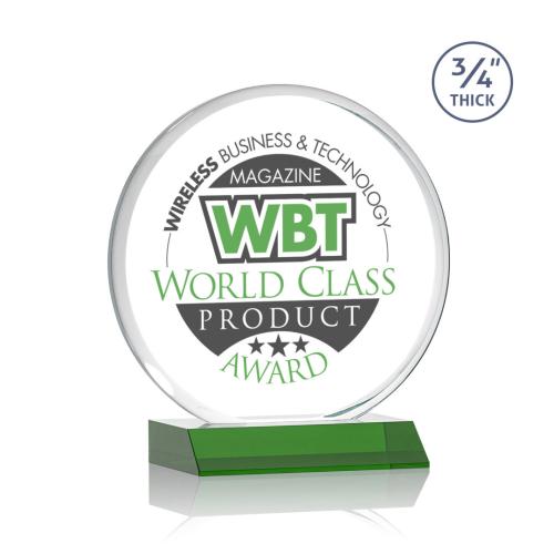Corporate Awards - Blackpool Full Color Green Circle Crystal Award