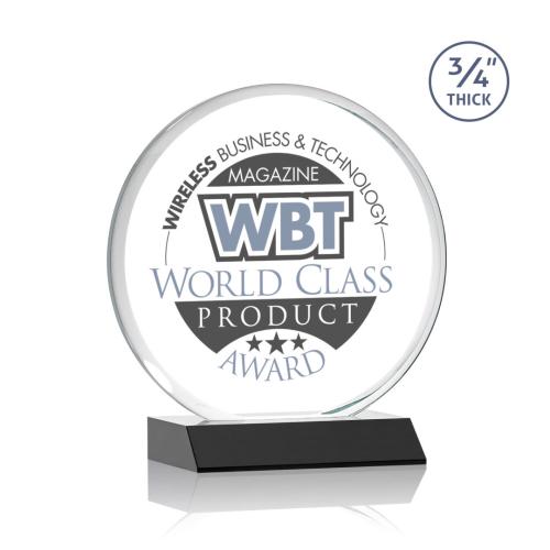 Corporate Awards - Blackpool Full Color Black Circle Crystal Award