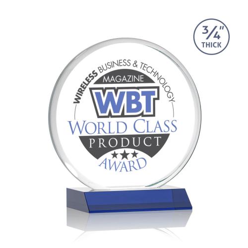 Corporate Awards - Blackpool Full Color Blue Circle Crystal Award