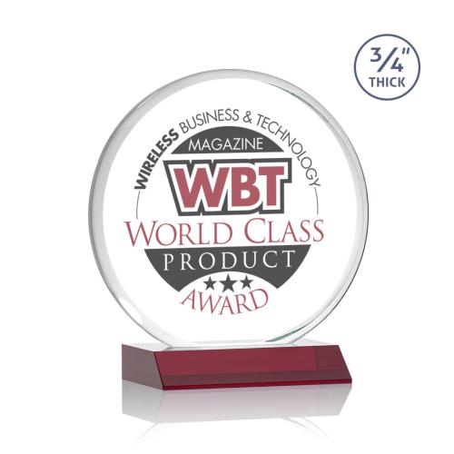 Corporate Awards - Blackpool Full Color Red Circle Crystal Award