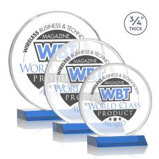 Employee Gifts - Blackpool Full Color Sky Blue Circle Crystal Award