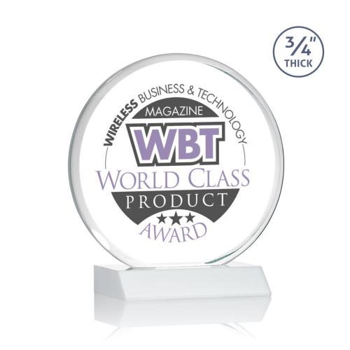 Corporate Awards - Full Color Awards - Blackpool Full Color White Circle Crystal Award