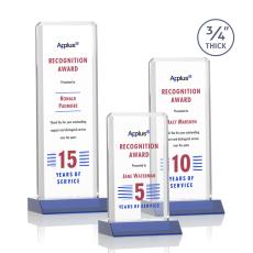 Employee Gifts - Southport Full Color Blue Rectangle Crystal Award