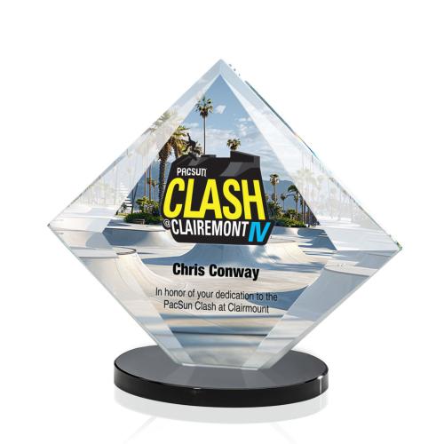 Corporate Awards - Award Shapes - Diamond Awards - Teston Full Color Black Diamond Crystal Award