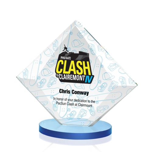 Corporate Awards - Teston Full Color Sky Blue Diamond Crystal Award