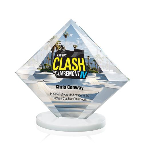 Corporate Awards - Award Shapes - Diamond Awards - Teston Full Color White Diamond Crystal Award